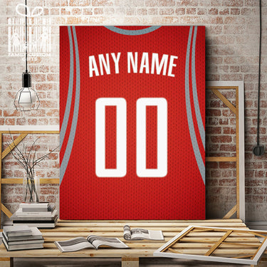 Houston Jersey Custom Canvas Print Wall Art for Boy Girl Men Women Basketball Personalized Canvas Art